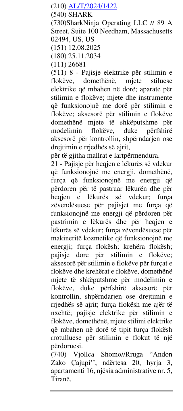 Zëri i markës SHARK në buletin