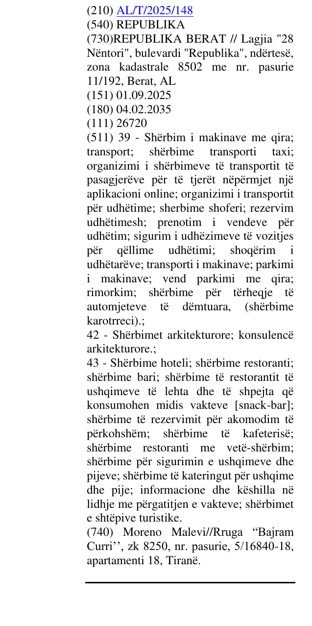 Zëri i markës REPUBLIKA në buletin