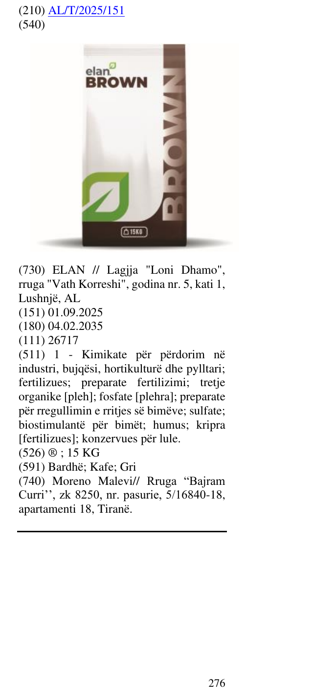Zëri i markës ® ; 15 KG në buletin
