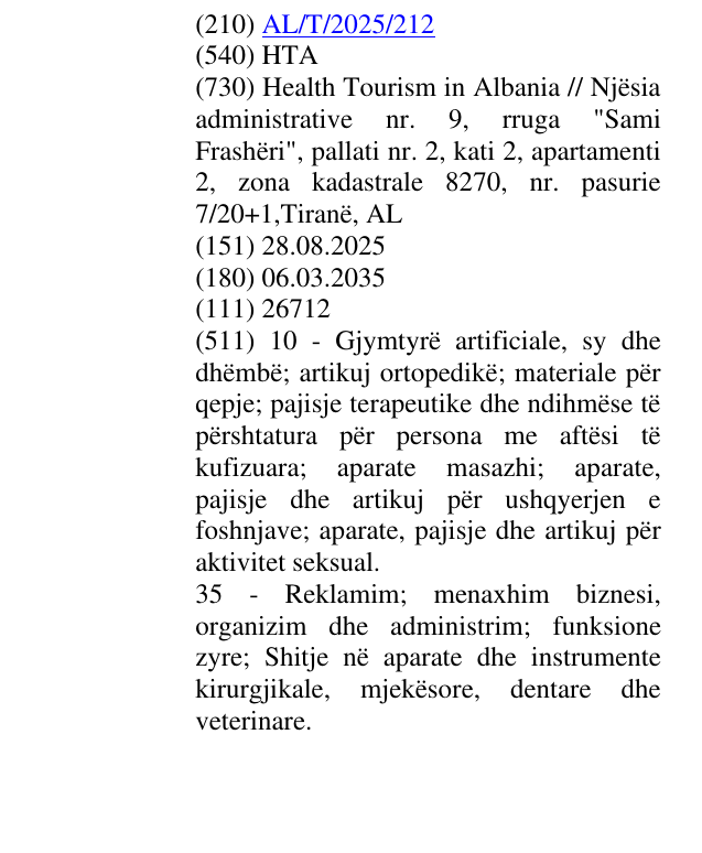 Zëri i markës HTA në buletin