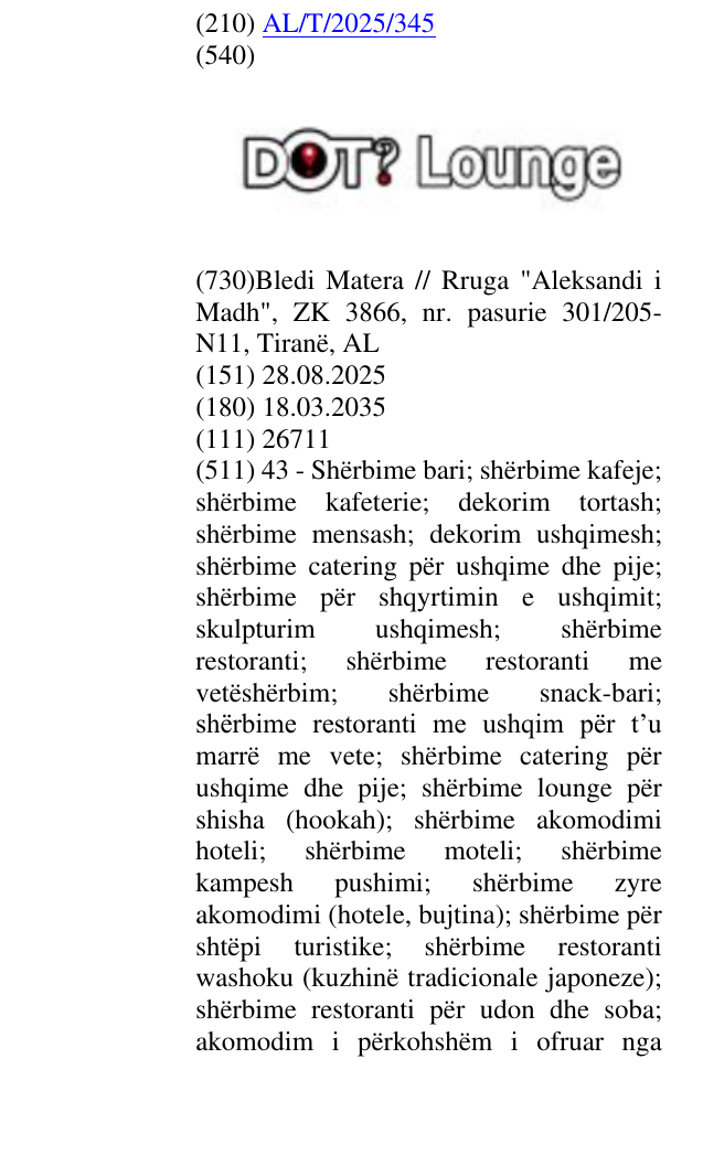 Zëri i markës LOUNGE në buletin