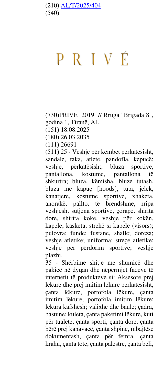 Zëri i markës PRIVÉ në buletin