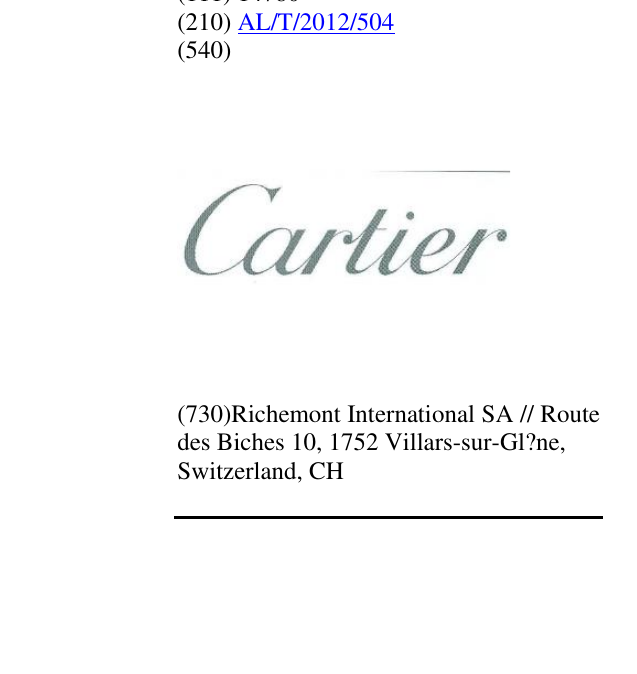 Zëri i markës CARTIER në buletin