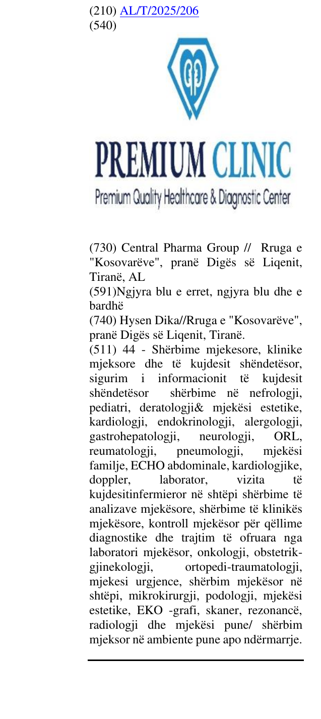 Zëri i markës Premium Clinic në buletin