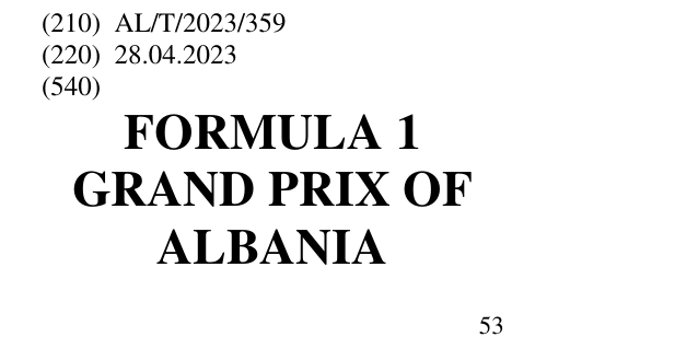 Zëri i markës FORMULA 1 GRAND PRIX OF ALBANIA 54 në buletin
