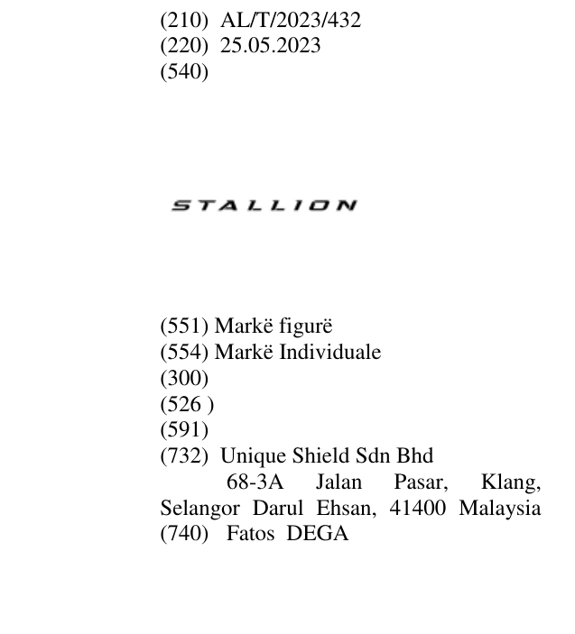 Zëri i markës STALLION në buletin