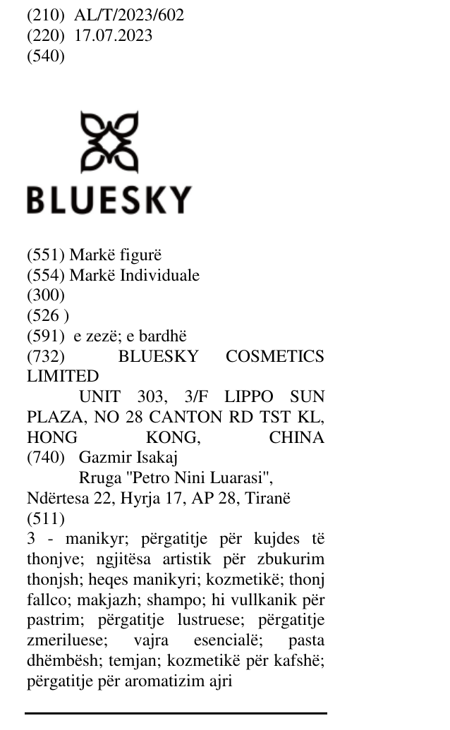 Zëri i markës BLUESKY në buletin