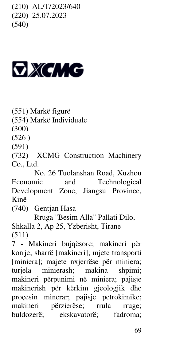 Zëri i markës XCMG në buletin