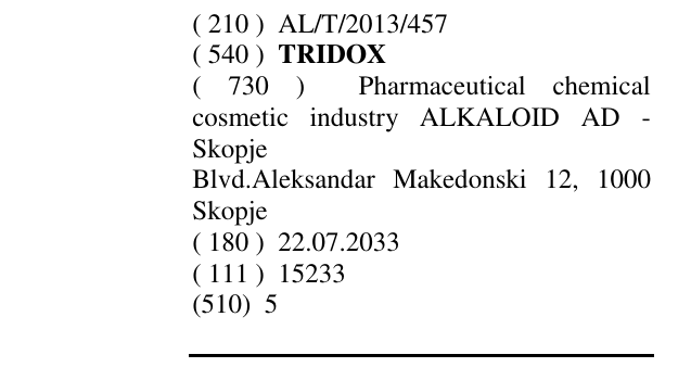 Zëri i markës TRIDOX në buletin