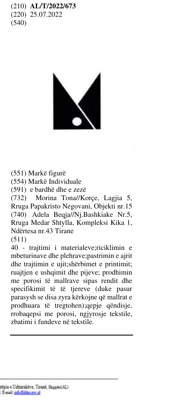 Zëri i markës AL/T/2022/673 në buletin