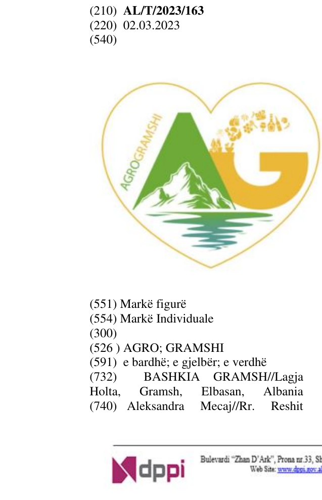 Zëri i markës AGRO; GRAMSHI në buletin
