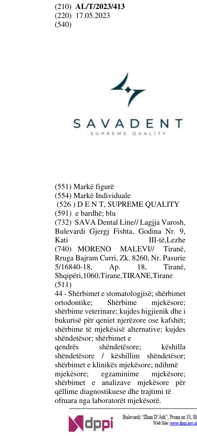 Zëri i markës D E N T, SUPREME QUALITY në buletin