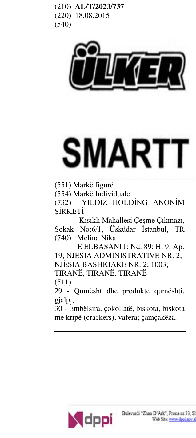 Zëri i markës ÜLKER SMARTT në buletin