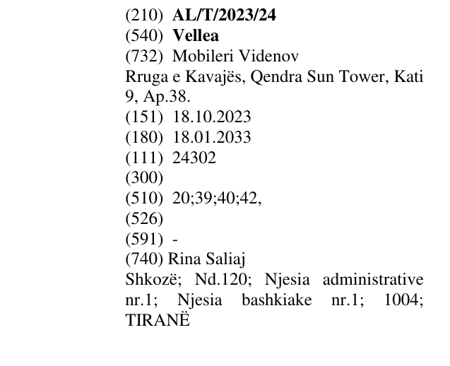 Zëri i markës Vellea në buletin