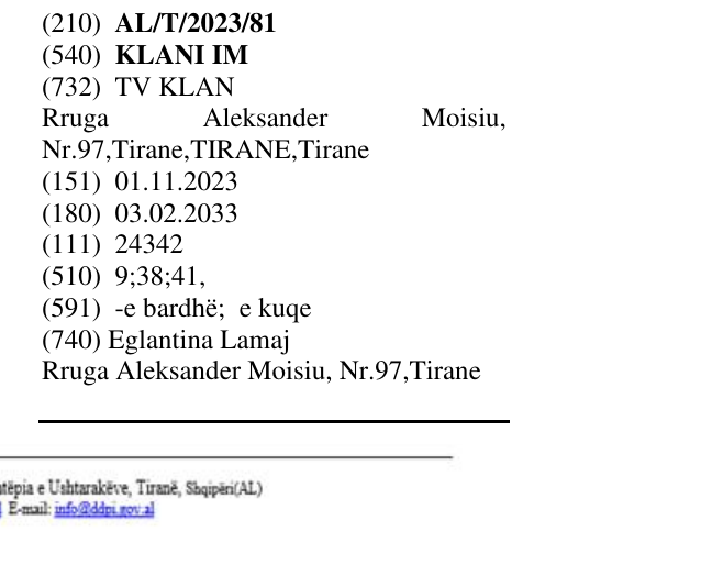 Zëri i markës KLANI IM në buletin