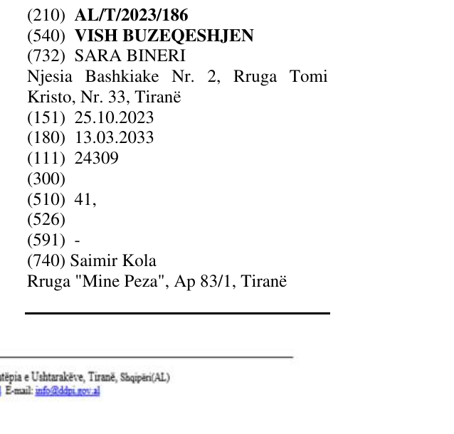 Zëri i markës VISH BUZEQESHJEN në buletin