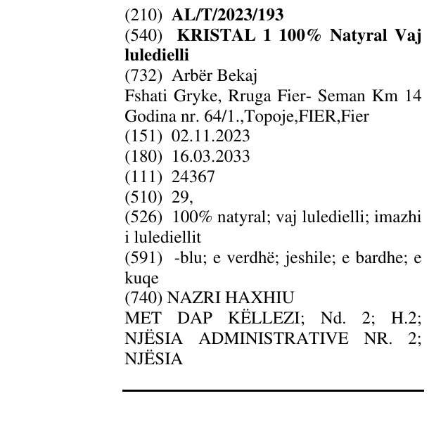 Zëri i markës KRISTAL 1 100% Natyral Vaj luledielli në buletin
