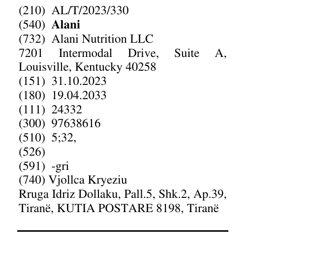 Zëri i markës Alani në buletin