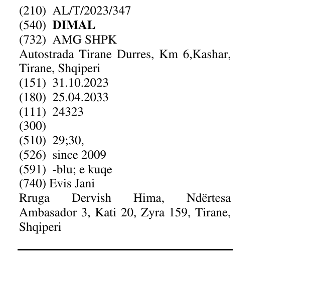 Zëri i markës DIMAL në buletin