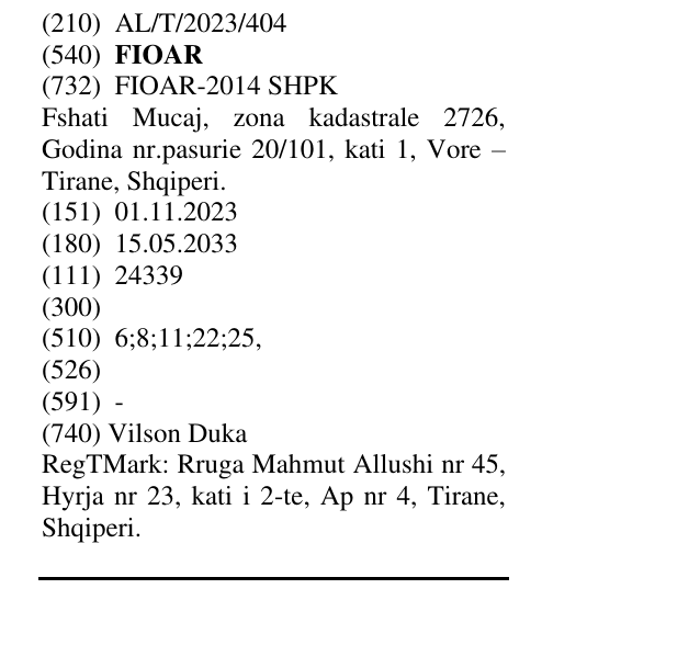 Zëri i markës FIOAR në buletin