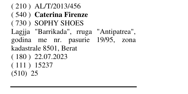 Zëri i markës Caterina Firenze në buletin