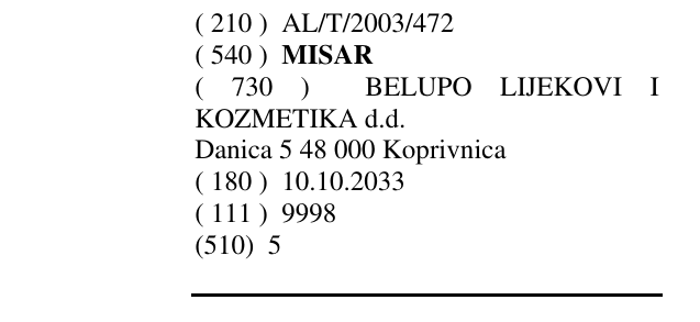 Zëri i markës MISAR në buletin