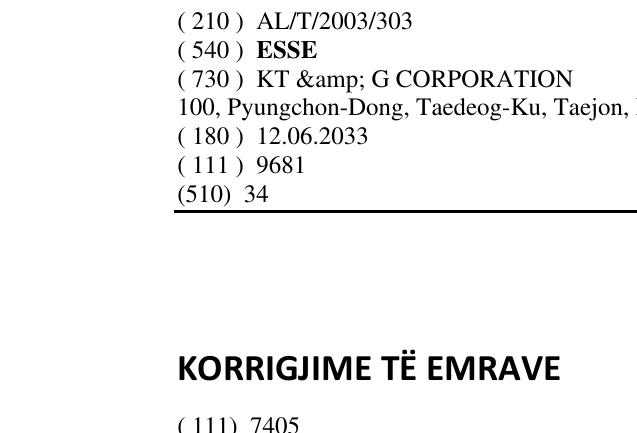 Zëri i markës ESSE në buletin