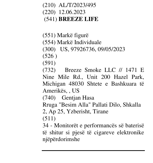 Zëri i markës BREEZE LIFE në buletin