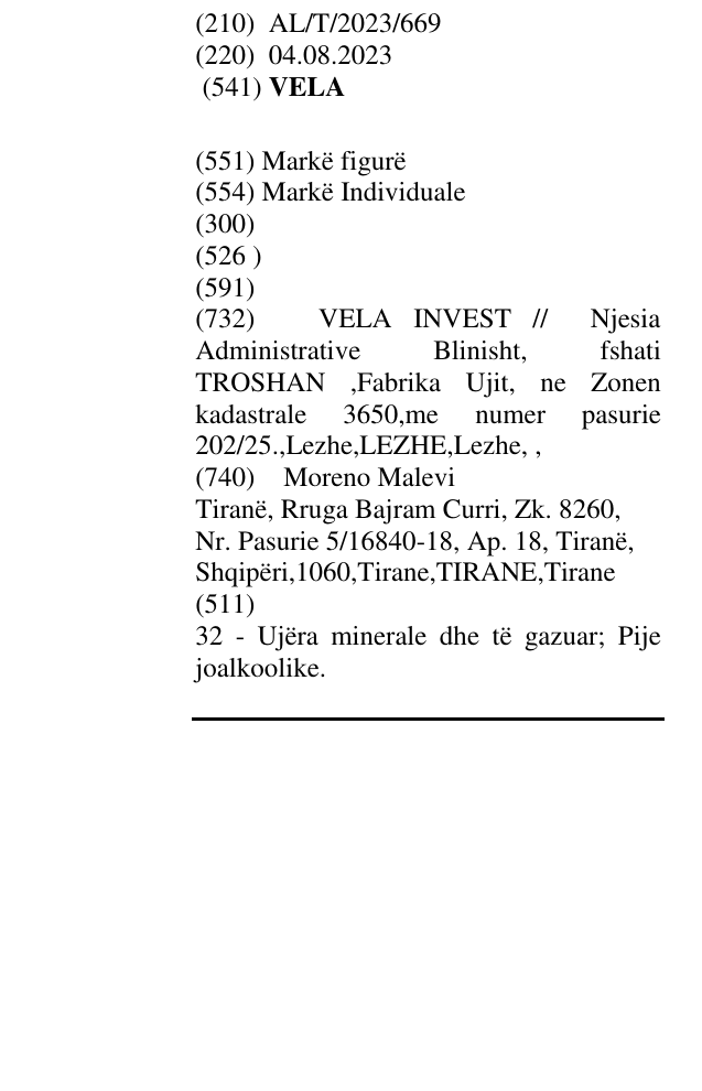 Zëri i markës VELA në buletin