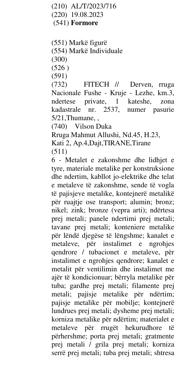 Zëri i markës Formore në buletin