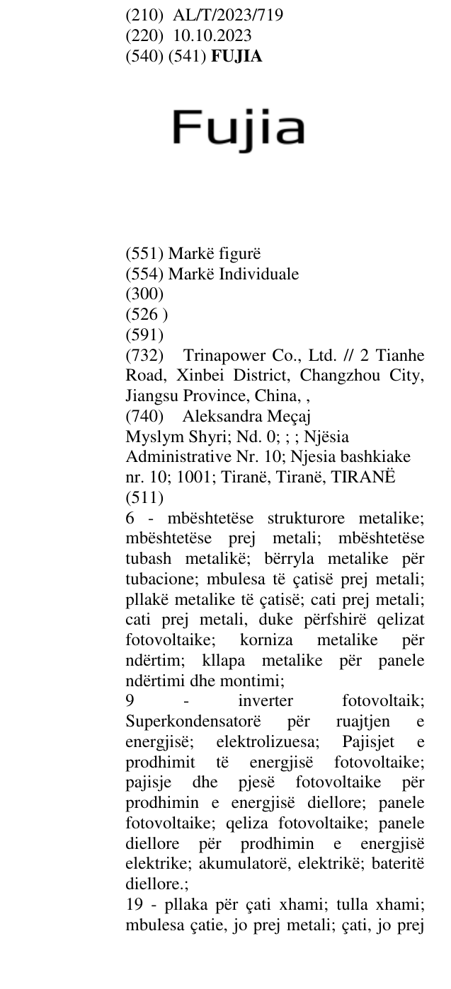 Zëri i markës FUJIA në buletin