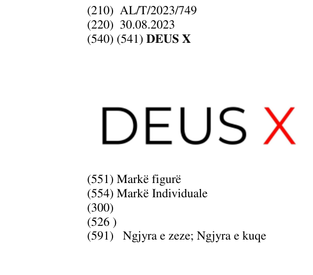 Zëri i markës DEUS X në buletin