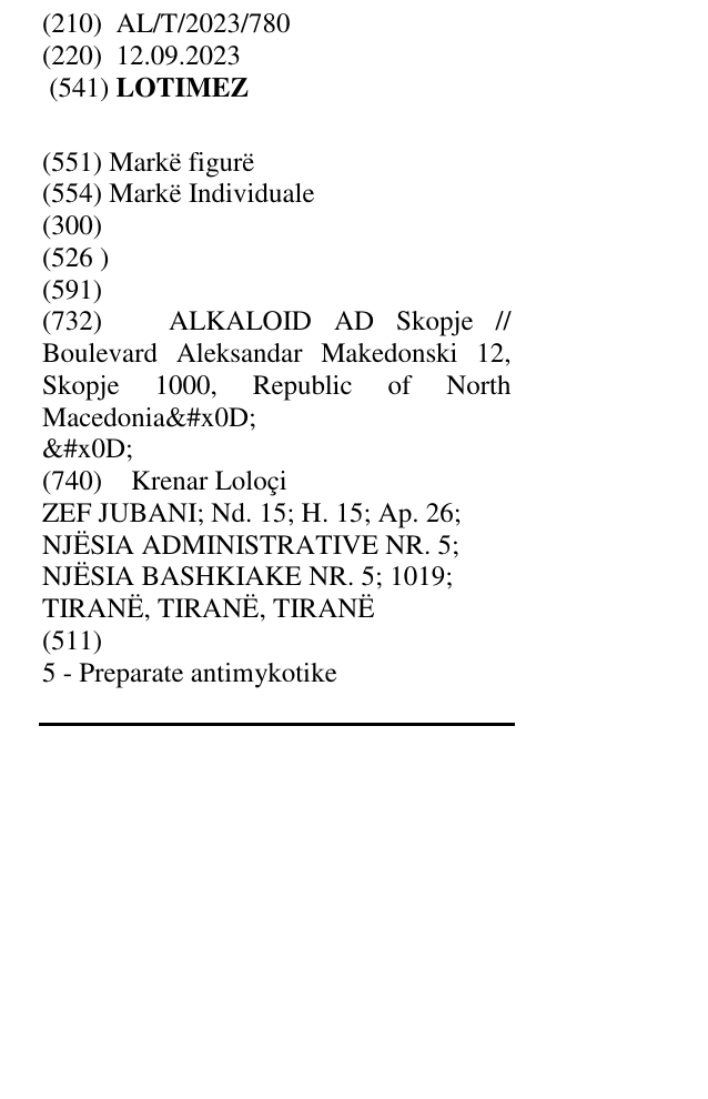Zëri i markës LOTIMEZ në buletin