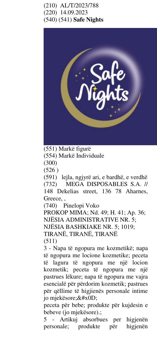 Zëri i markës Safe Nights në buletin