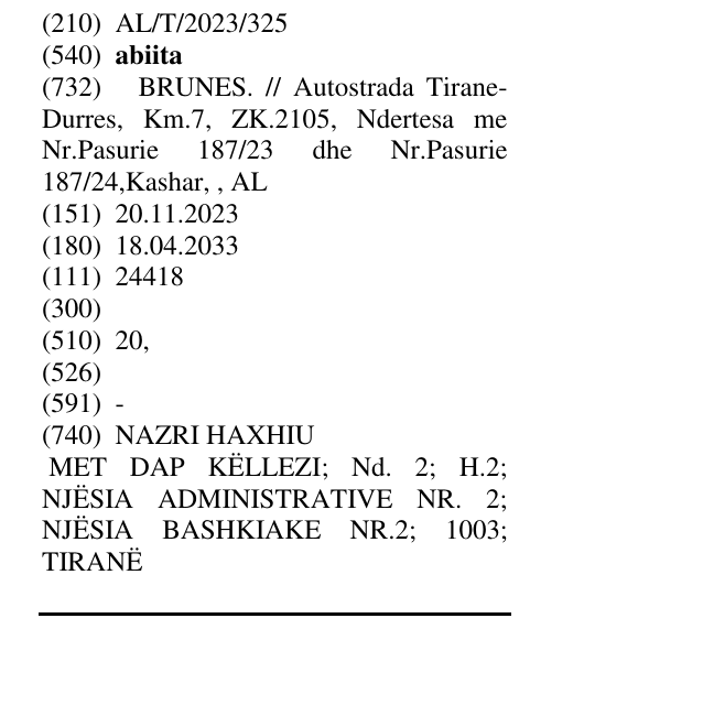 Zëri i markës abiita në buletin