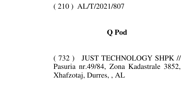 Zëri i markës Q Pod në buletin