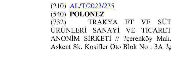 Zëri i markës POLONEZ në buletin