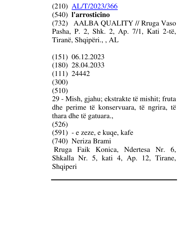 Zëri i markës l'arrosticino në buletin