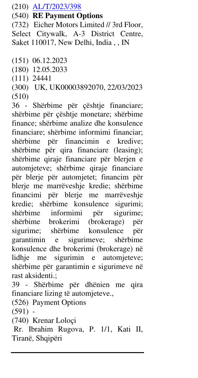 Zëri i markës RE Payment Options në buletin
