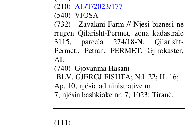 Zëri i markës VJOSA në buletin