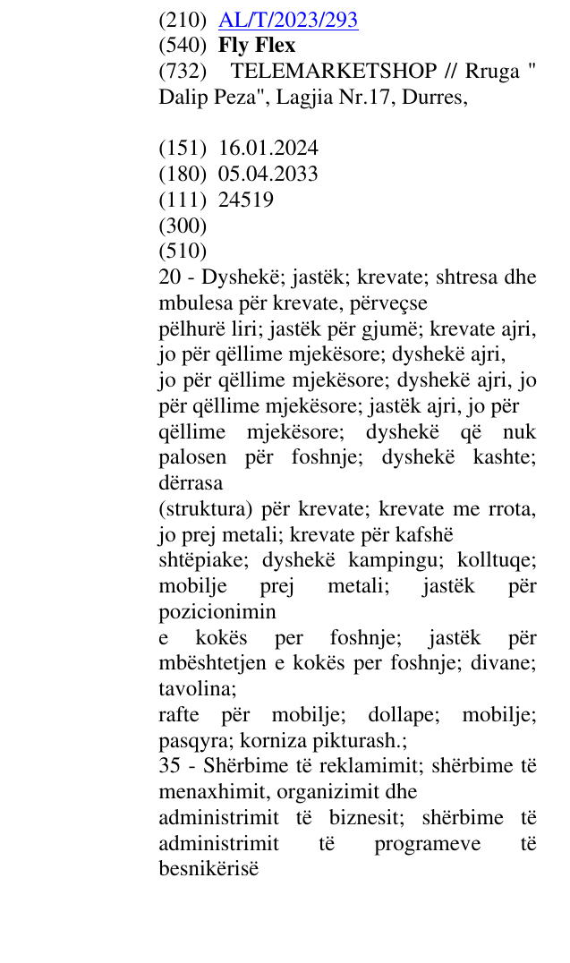 Zëri i markës Fly Flex në buletin