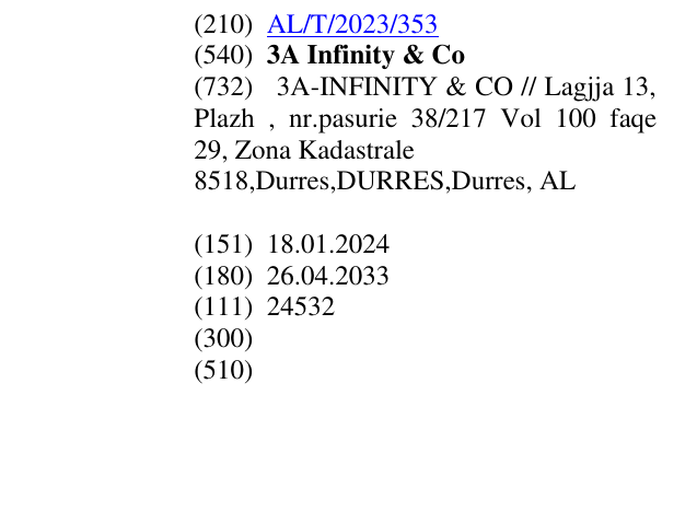 Zëri i markës 3A Infinity & Co në buletin