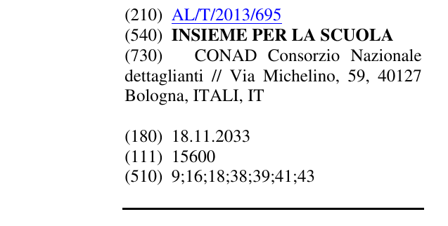 Zëri i markës INSIEME PER LA SCUOLA në buletin