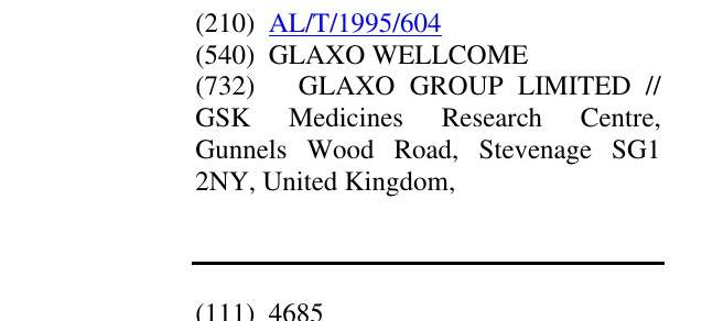 Zëri i markës GLAXO WELLCOME në buletin