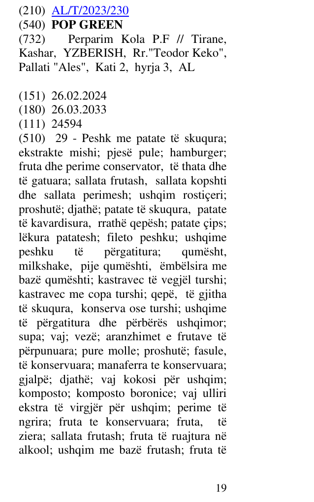 Zëri i markës POP GREEN në buletin