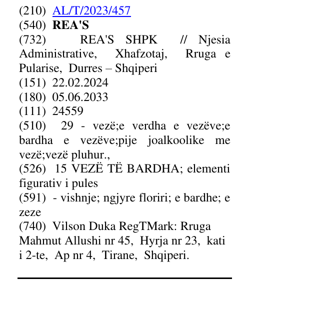 Zëri i markës REA'S në buletin