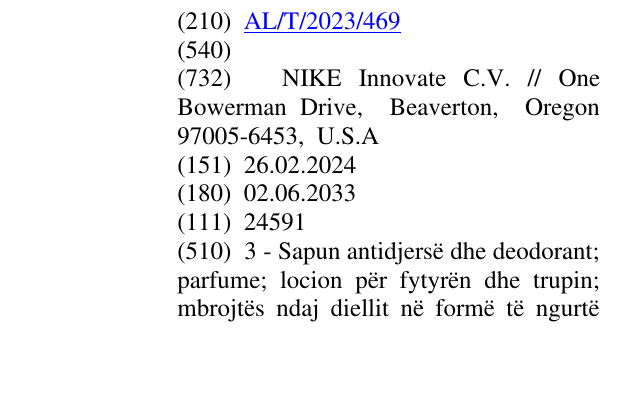 Zëri i markës AL/T/2023/469 në buletin