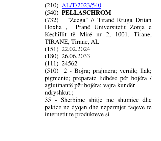 Zëri i markës PELLASCHROM në buletin