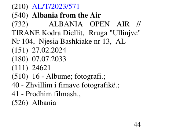 Zëri i markës Albania from the Air në buletin