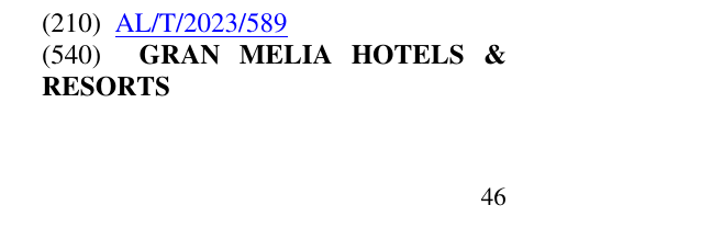 Zëri i markës GRAN MELIA HOTELS & RESORTS 47 në buletin